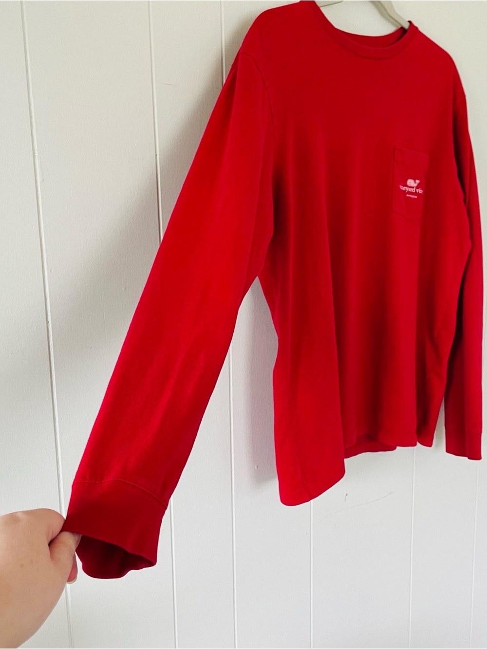 Vineyard Vines Men's Bright Red Long-Sleeve Pocket Tee - Picture 4 of 8
